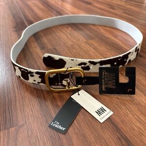 NWT MW most wanted haircalf cow belt with gold buckle size L
